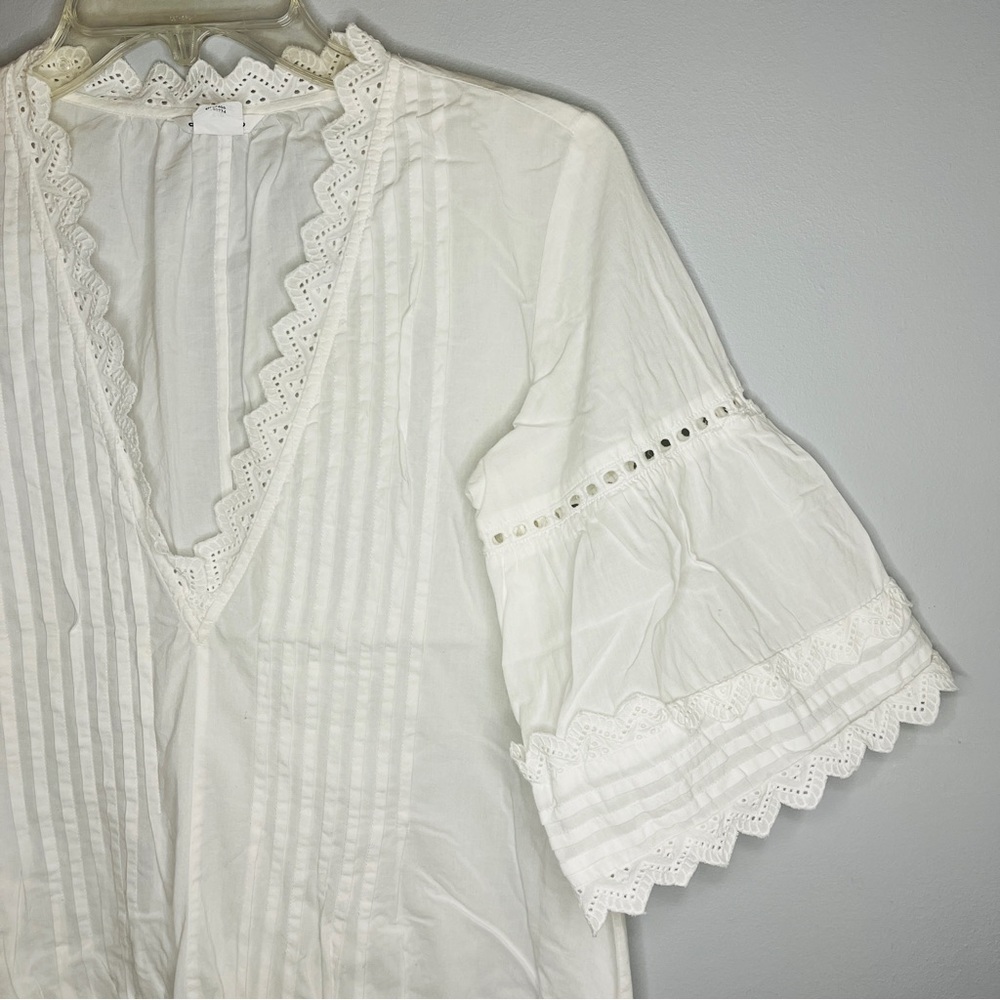 Club Monaco White Eyelet Cotton Mini Tunic Dress - Picture 12 of 12